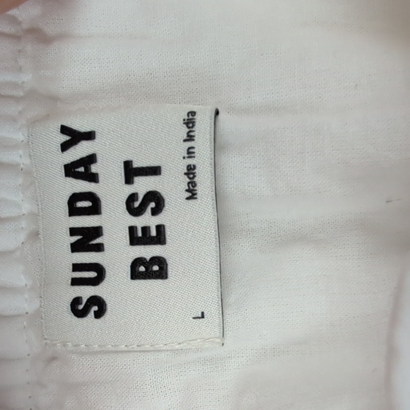 Aritzia Sunday Best Kay Puff-Sleeve Mini Dress Organic Cotton Size L - Picture 3 of 10